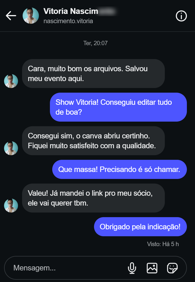 Conversa com Vitoria sobre os moldes de papelaria