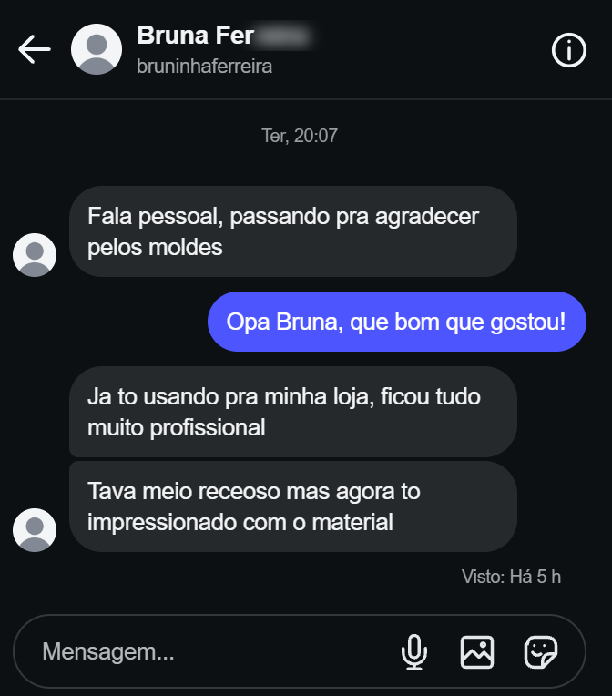 Conversa com Bruna sobre os moldes de papelaria