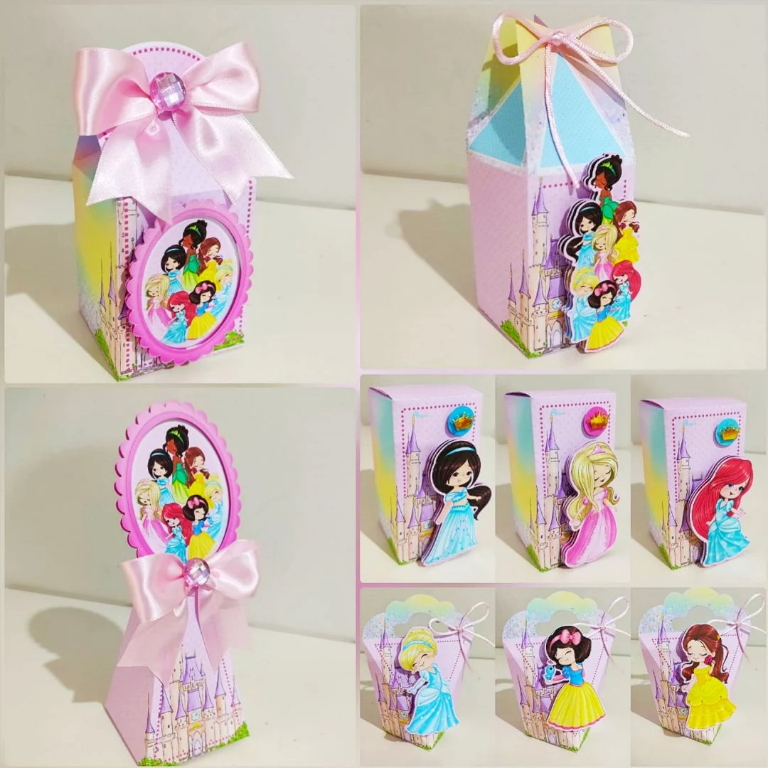 Foto real: Caixas, apliques e lembrancinhas das Princesas Disney, do acervo